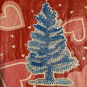 Reserve 3MM HANDMADE Blue and Silver Rhinestone Christmas Tree Magnet